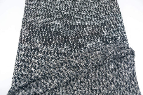 Heather Black and Cream Open Weave Sweater Knit Fabric Remnant 2.75 yards