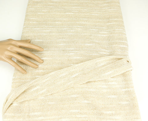 Metallic Gold and Off White Stripe Open Weave Sweater Knit Fabric by the yard OSK00170
