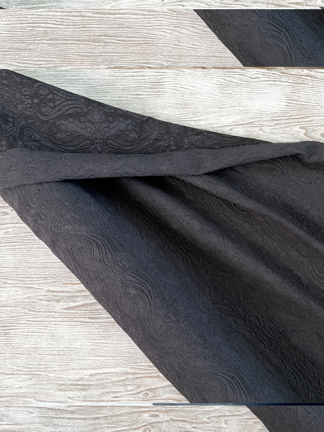 Black Embroidered Stretch Cotton Blend Faille Woven Fabric by the yard