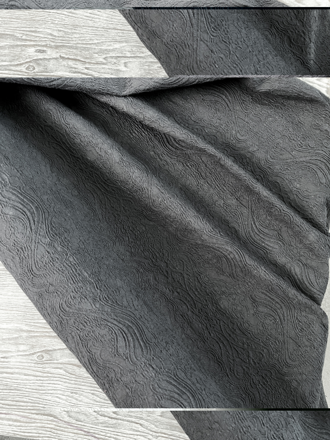 Black Embroidered Stretch Cotton Blend Faille Woven Fabric by the yard