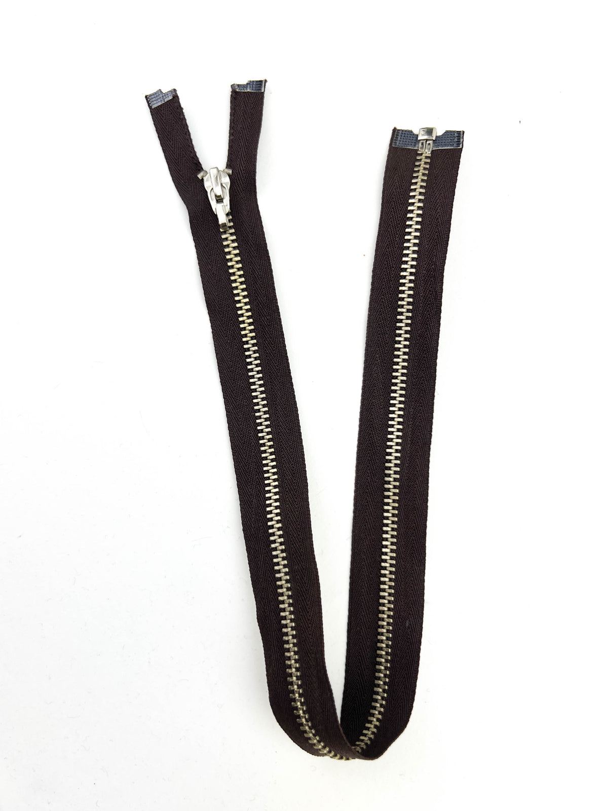 Dark Brown Metal Teeth Zipper Set of 3, No Pull: Two 16" Separating + One 5"