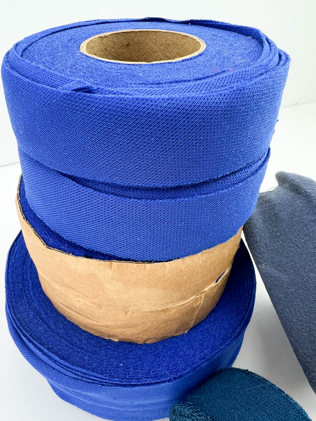 Blue Variety Knit Bias Tape Bundle: 8 Rolls, 88+ Yards, 1"-1.25" Width