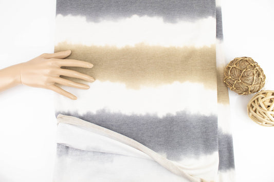 Brown Off White and Gray Stripe Baby French Terry Knit Fabric 2.75 yards