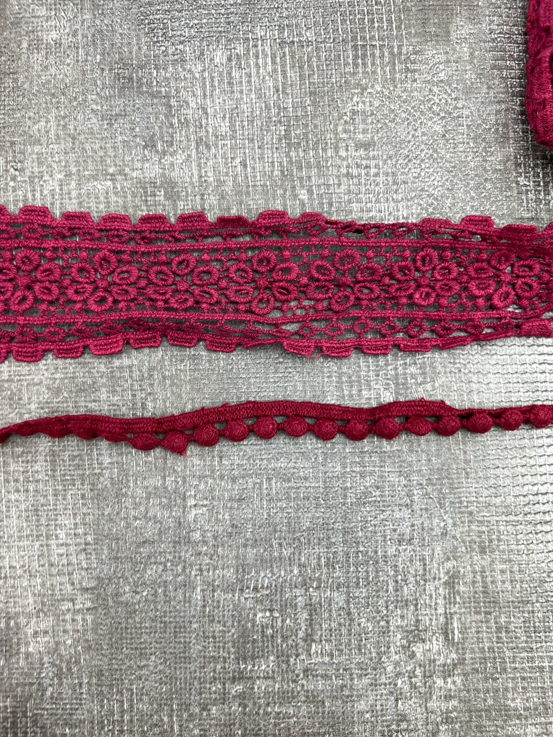 Maroon Lace Trims Variety Trim Scrap Pack Scrap Bundle Pack 2 Pieces