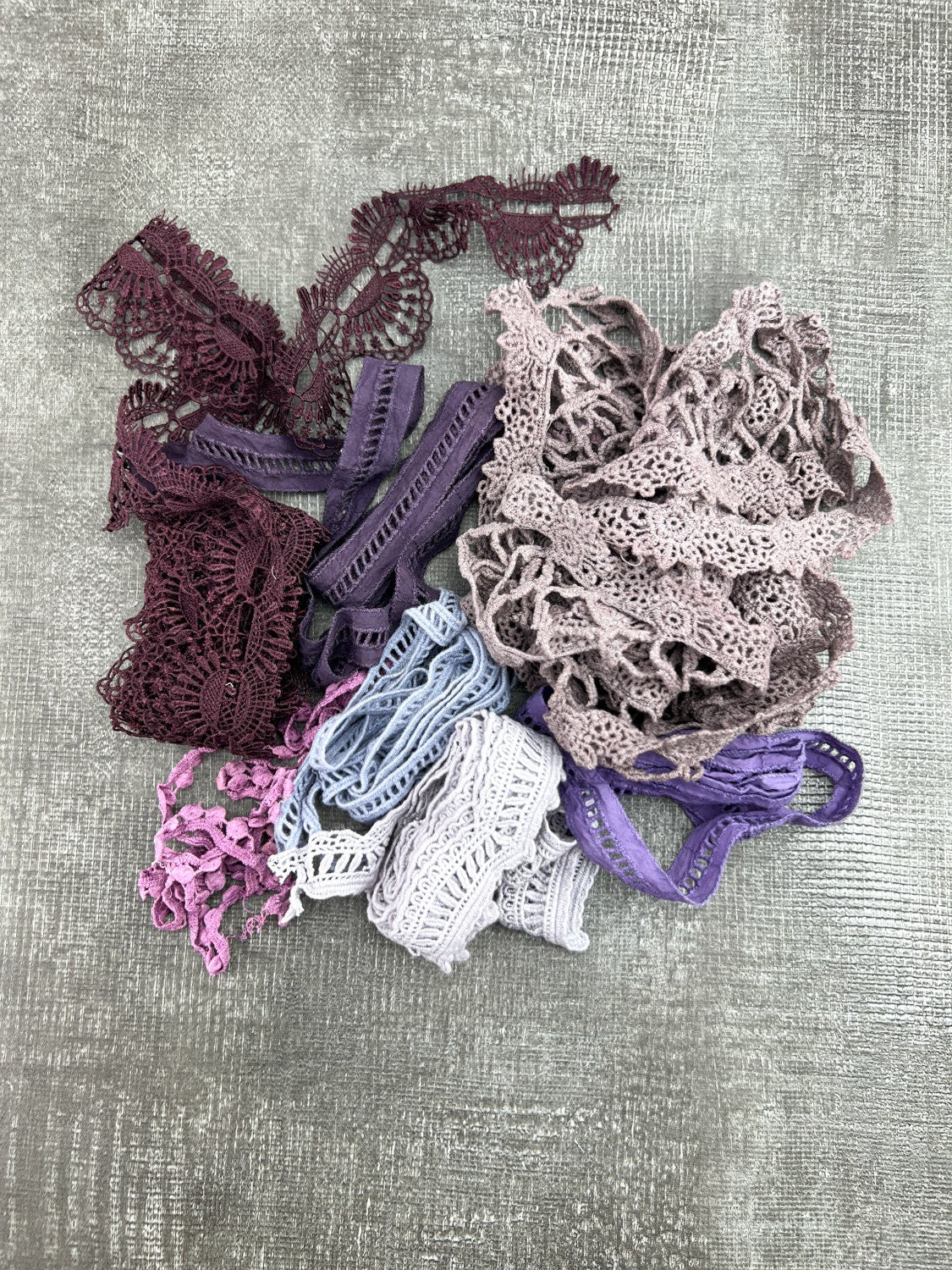 Purple Lace Trims Variety Trim Scrap Pack Scrap Bundle Pack 8 Pieces