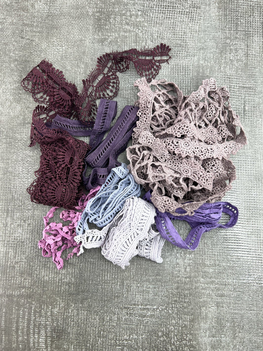 Purple Lace Trims Variety Trim Scrap Pack Scrap Bundle Pack 8 Pieces