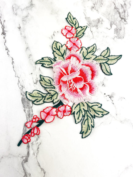 Pink Floral Flower Applique