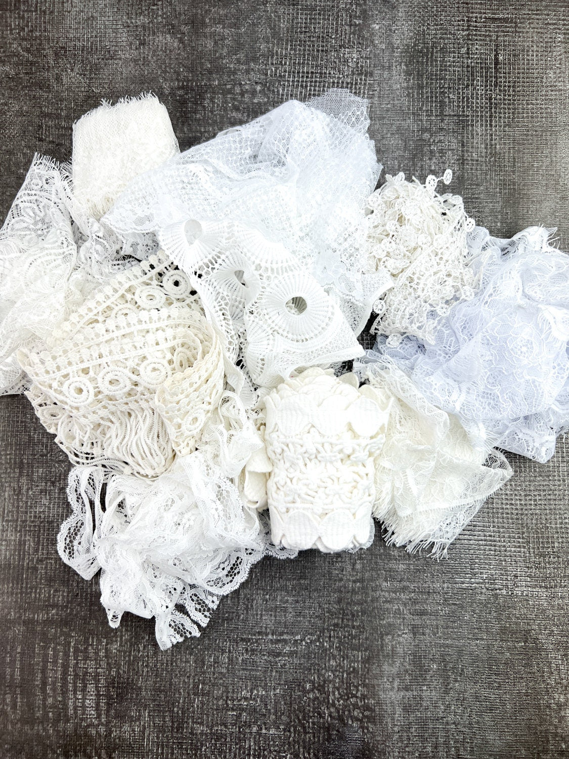 White Lace Trims Variety Trim Scrap Pack Scrap Bundle Pack 10 Pieces LotB
