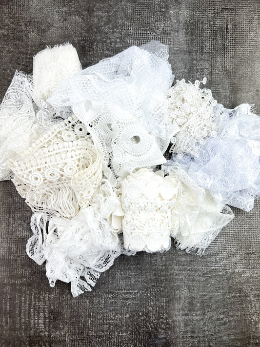White Lace Trims Variety Trim Scrap Pack Scrap Bundle Pack 10 Pieces LotB