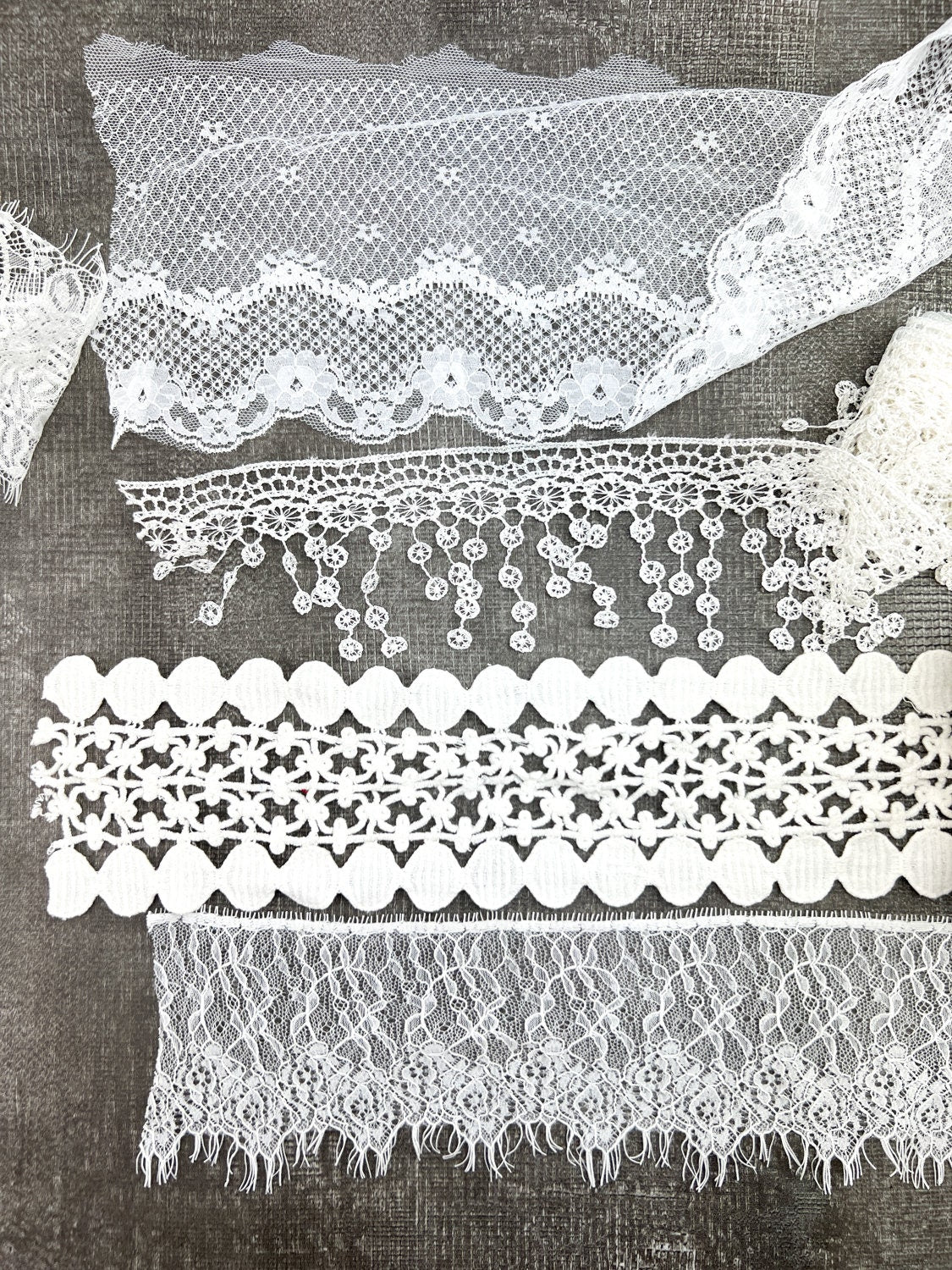 White Lace Trims Variety Trim Scrap Pack Scrap Bundle Pack 10 Pieces LotB