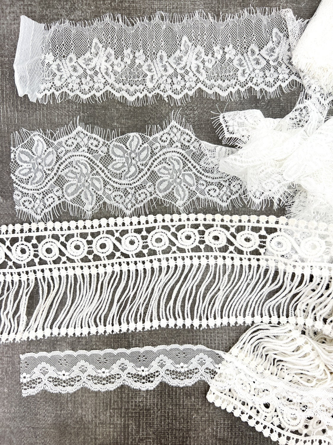 White Lace Trims Variety Trim Scrap Pack Scrap Bundle Pack 10 Pieces LotB