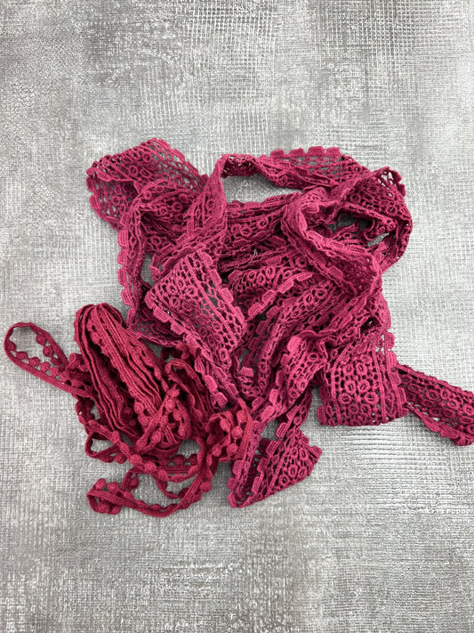 Maroon Lace Trims Variety Trim Scrap Pack Scrap Bundle Pack 2 Pieces