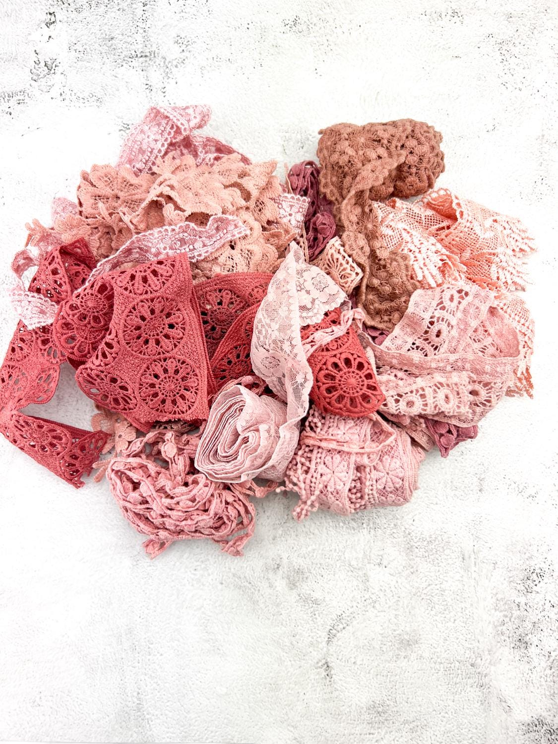 Blush Pink Lace Trims Variety Trim Scrap Pack Scrap Bundle Pack 11 Pieces