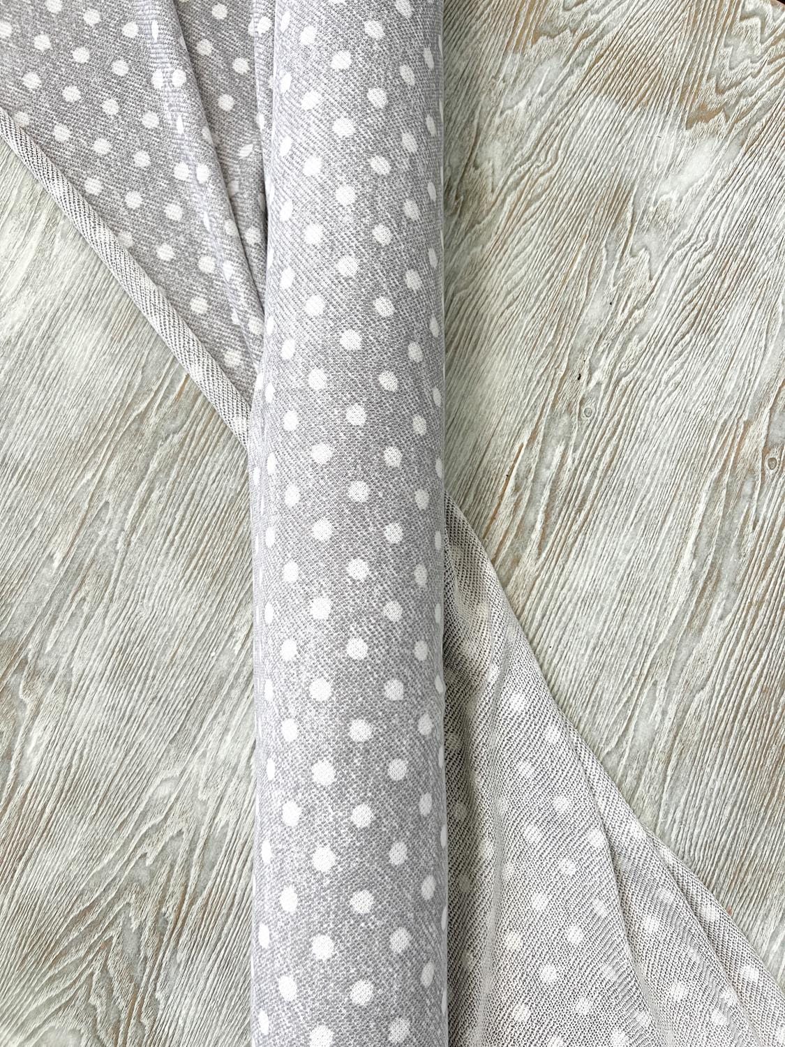 Heather Gray Polka Dot French Terry Designer Fabric by the yard