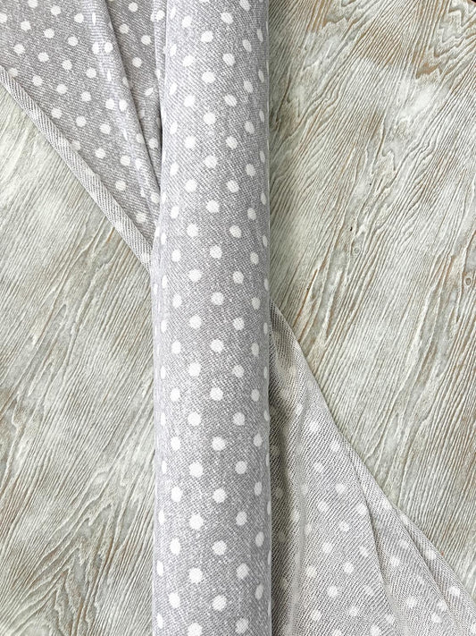 Heather Gray Polka Dot French Terry Designer Fabric by the yard