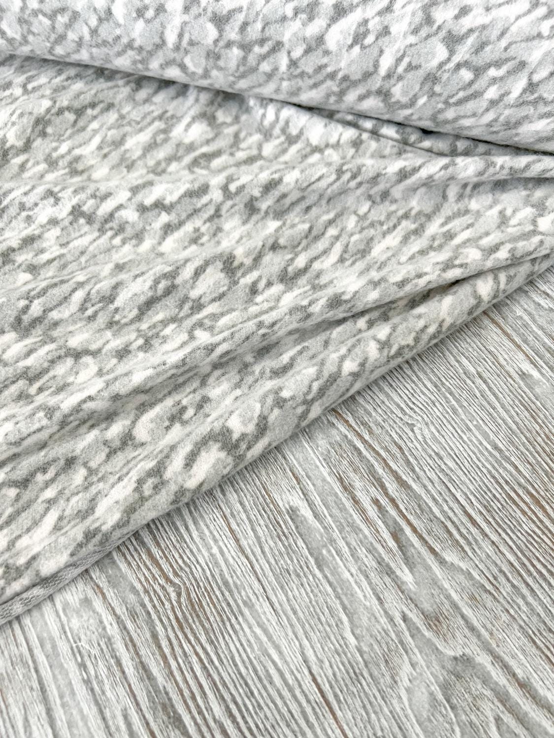 Gray Graphic Rocks Brushed Fleece Like Baby French Terry Knit Fabric by the yard