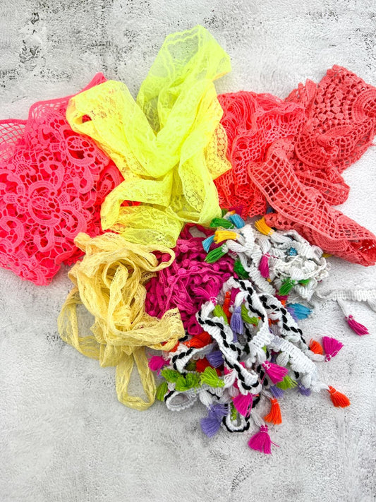 Bright Lace Trims Variety Trim Scrap Pack Scrap Bundle Pack 8 Pieces