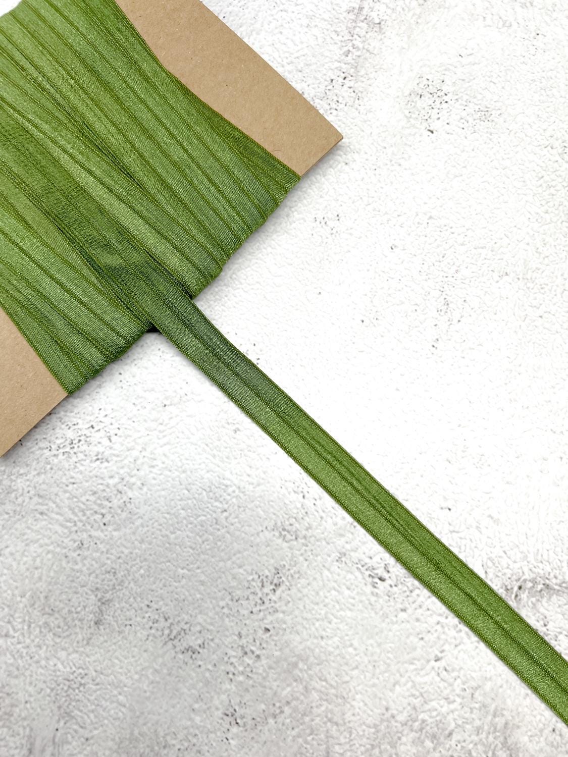 Green Fold Over Elastic Trim 10 yards