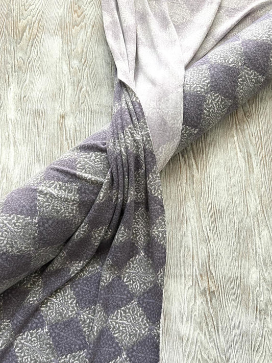 Purple and Olive Diamond Print Brushed Sweater Knit Fabric by the yard