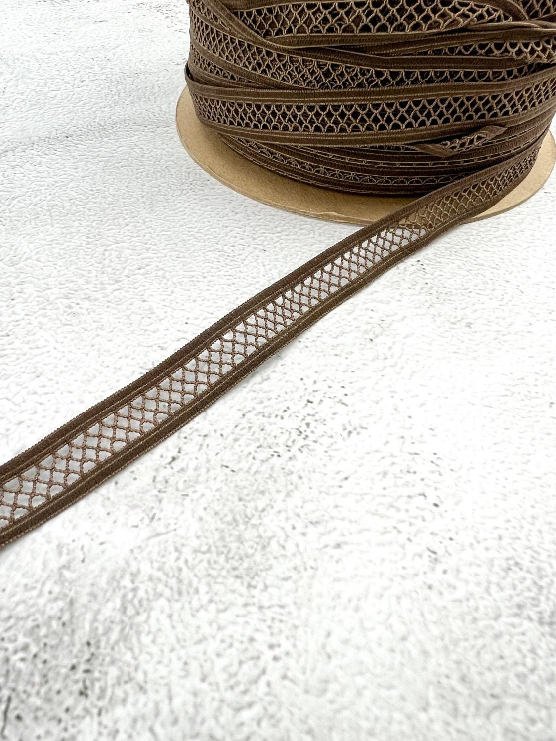 Olive Brown Netting Elastic Trim 10 yards