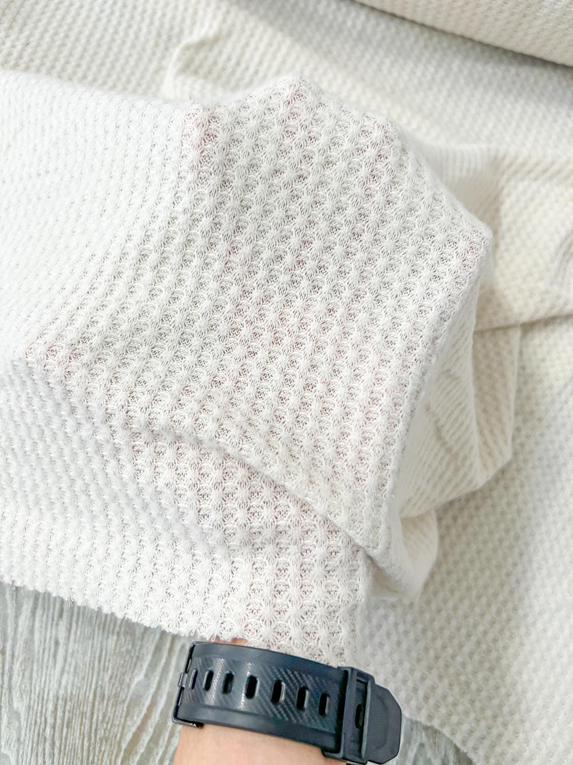 Oatmeal Fancy Brushed Waffle Sweater Knit Fabric by the yard