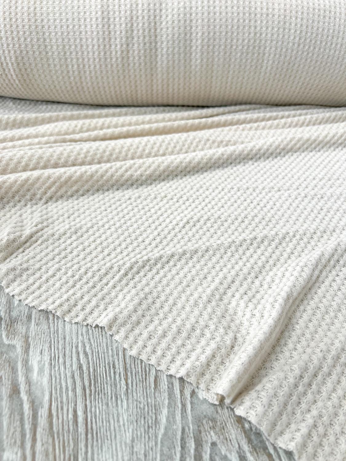 Oatmeal Fancy Brushed Waffle Sweater Knit Fabric by the yard