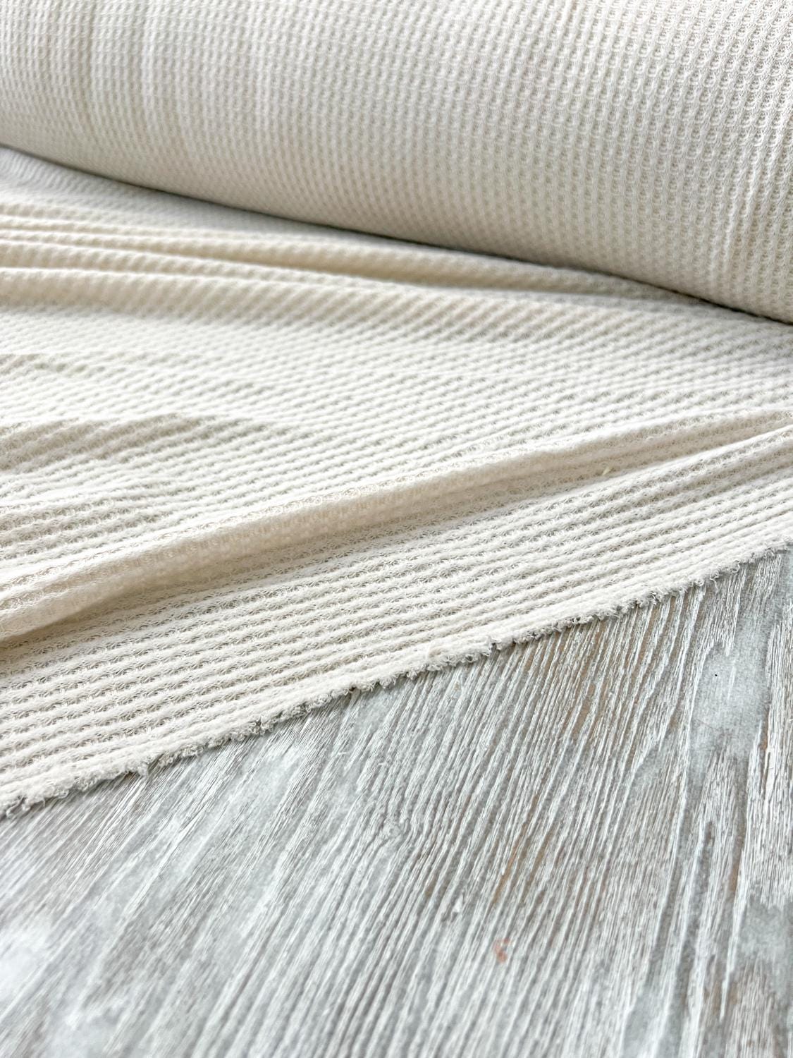 Oatmeal Fancy Brushed Waffle Sweater Knit Fabric by the yard