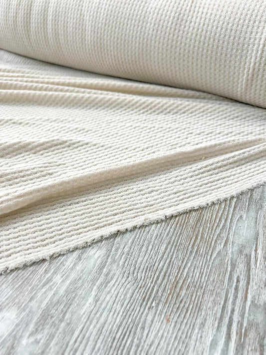 Oatmeal Fancy Brushed Waffle Sweater Knit Fabric by the yard