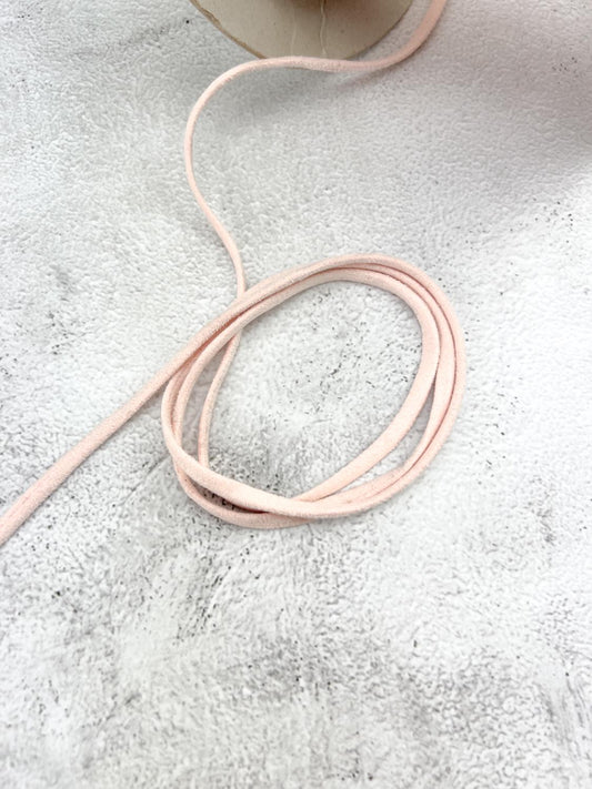 Light Pink Microsuede Knit trim Spaghetti Straps Hollow Tube Tubular Trim 10 Yards