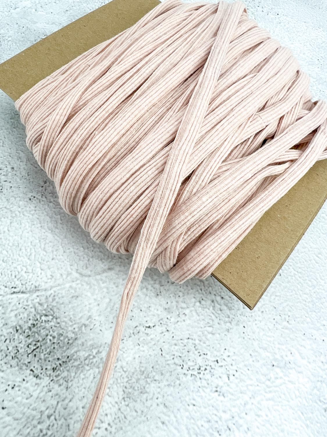 Pink Light Beige Blend Rib Knit trim Spaghetti Straps Hollow Tube Tubular Trim Remnant 35 yards