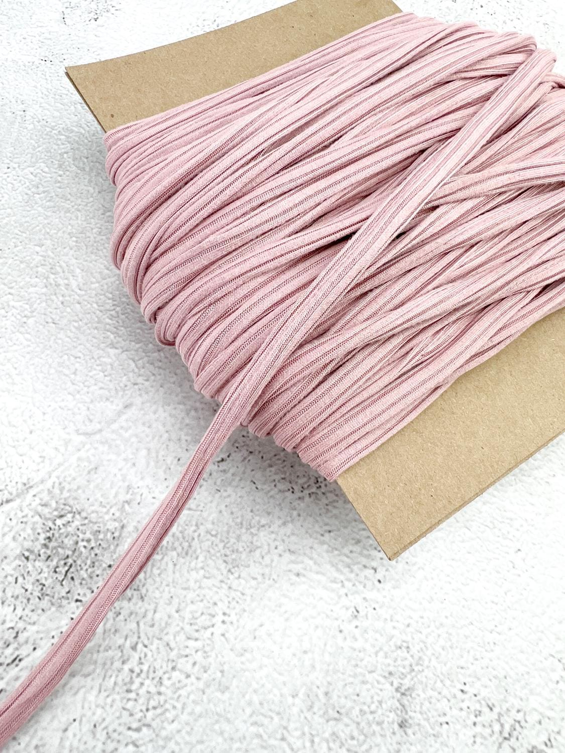 Mauve Rib Knit trim Spaghetti Straps Hollow Tube Tubular Trim Remnant 33 yards