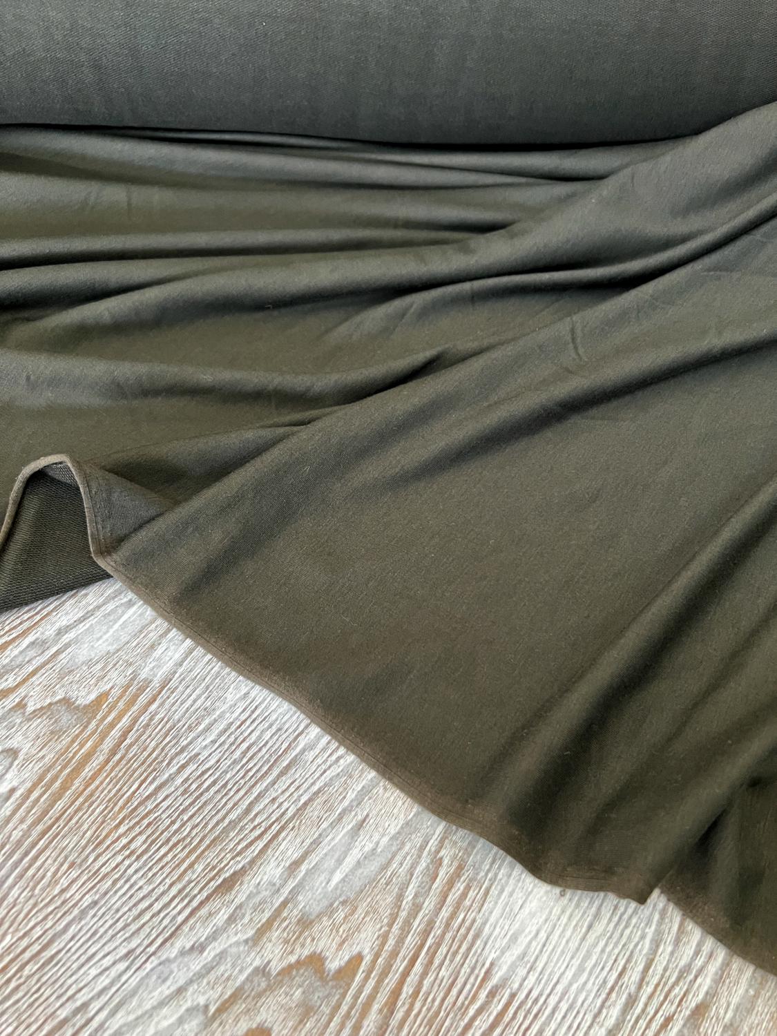 Dark Olive Green Baby French Terry Knit Fabric by the yard