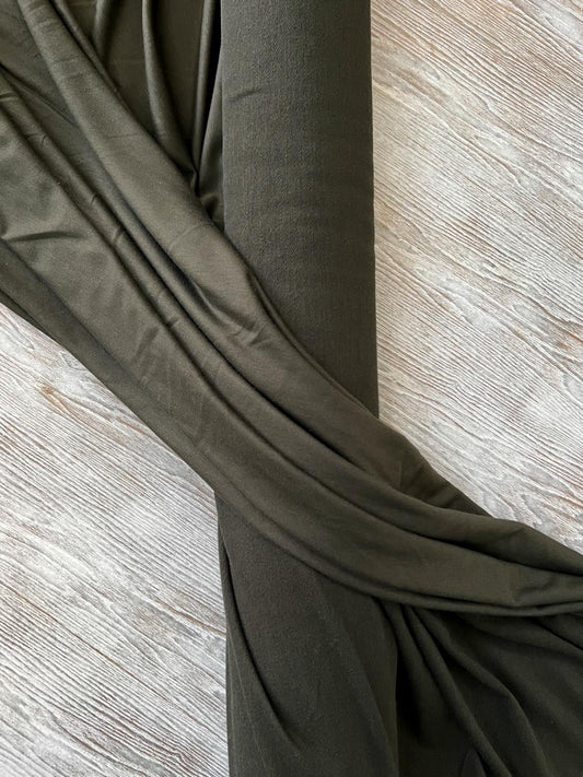 Dark Olive Green Baby French Terry Knit Fabric by the yard