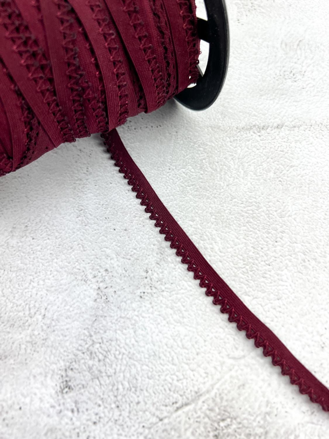 Maroon Picot Elastic Trim Lingerie Trim 1/2 inch width x 10 yards