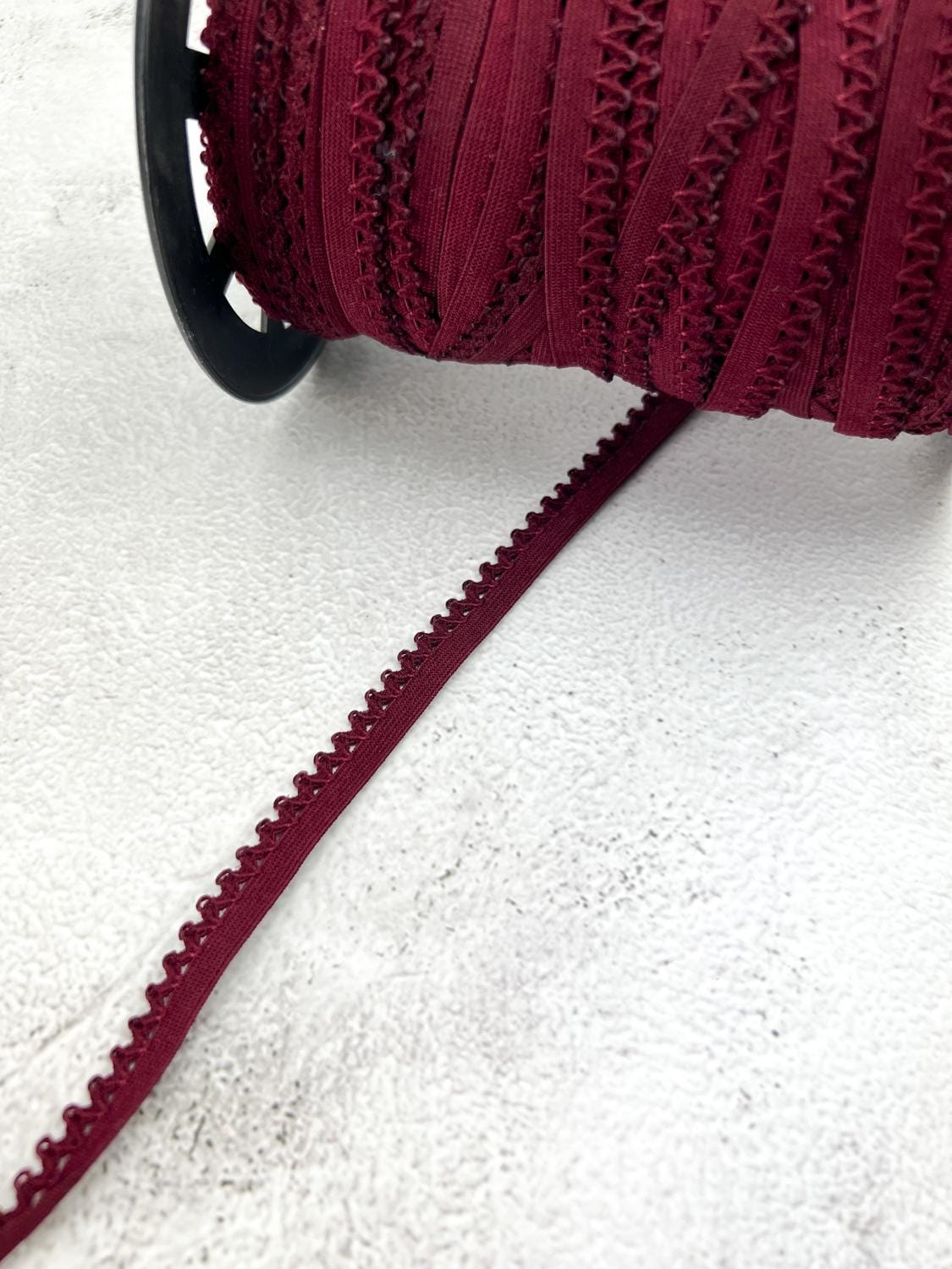 Maroon Picot Elastic Trim Lingerie Trim 1/2 inch width x 10 yards