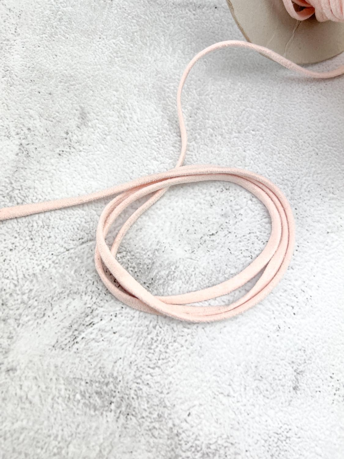 Light Pink Microsuede Knit trim Spaghetti Straps Hollow Tube Tubular Trim 10 Yards