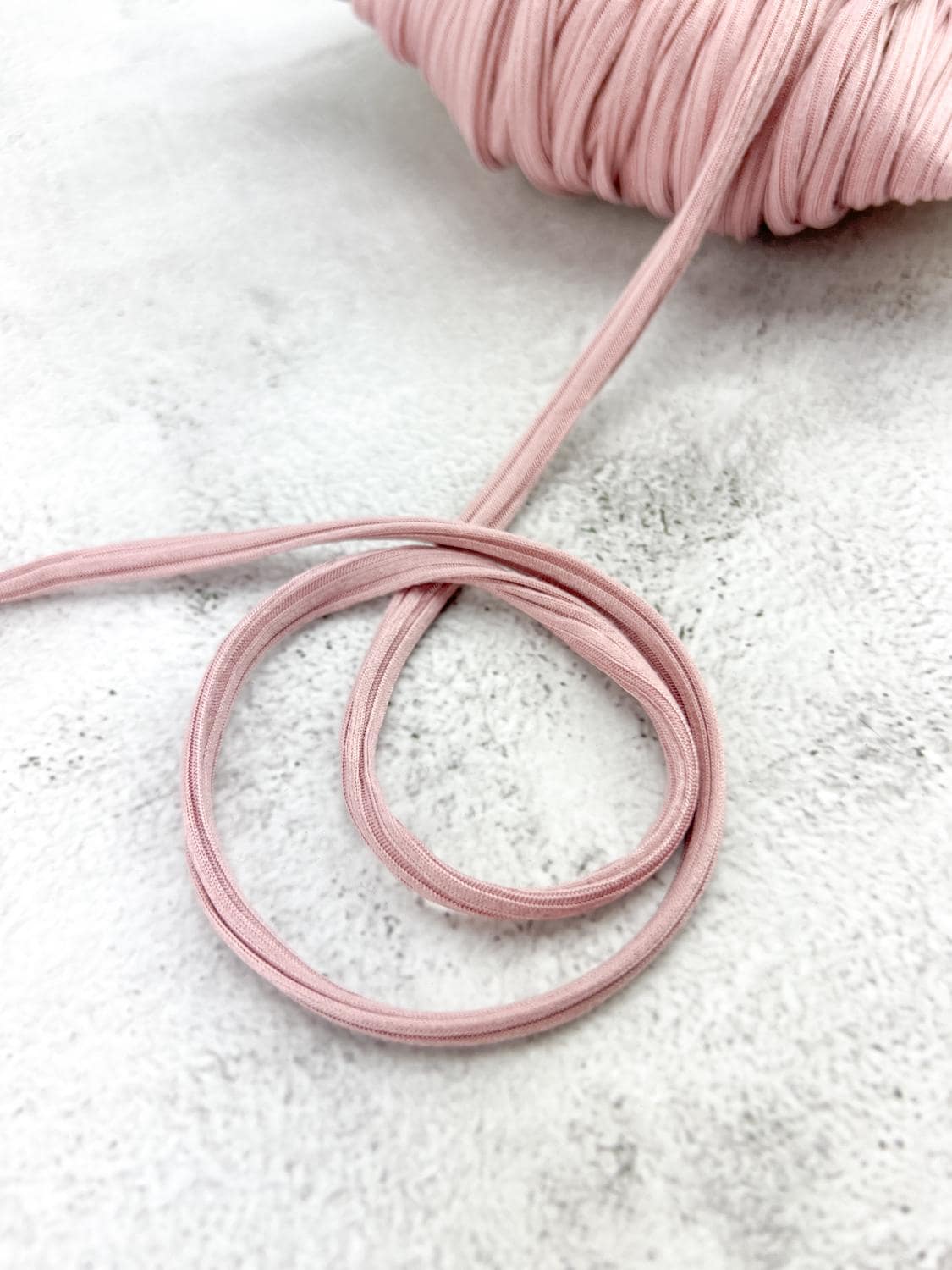 Mauve Rib Knit trim Spaghetti Straps Hollow Tube Tubular Trim Remnant 33 yards