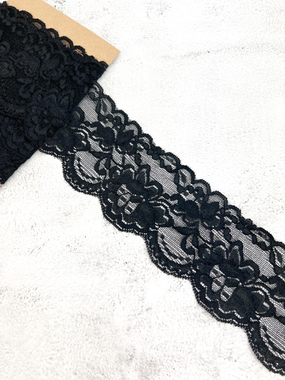 Black Lace Trim Remnant 3.25 yards