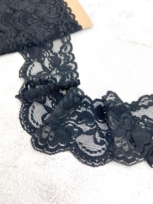 Black Lace Trim Remnant 3.25 yards