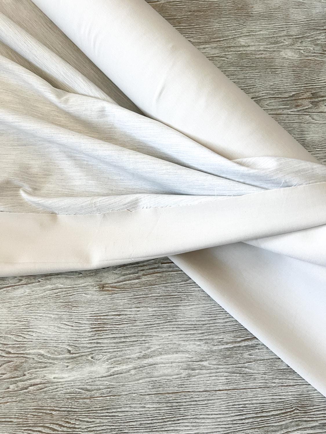 Heather Light Beige and Gray Medium Weight Stretch Woven Fabric Designer Deadstock Fabric by the yard