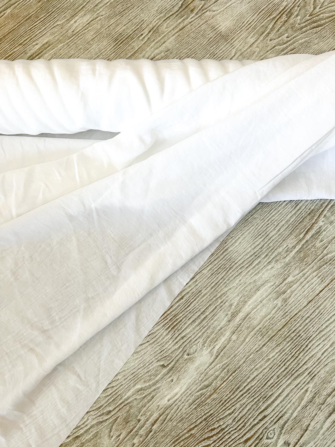 White Light Weight Washed Polyester Woven Fabric Designer Deadstock Fabric by the yard