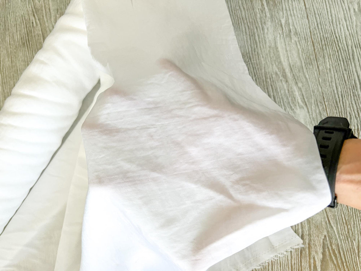 White Light Weight Washed Polyester Woven Fabric Designer Deadstock Fabric by the yard