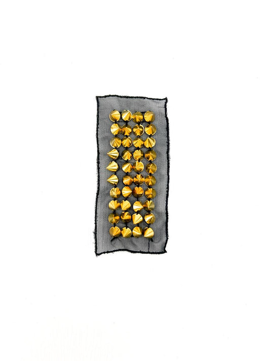 Gold Spikes on Black Mesh Applique