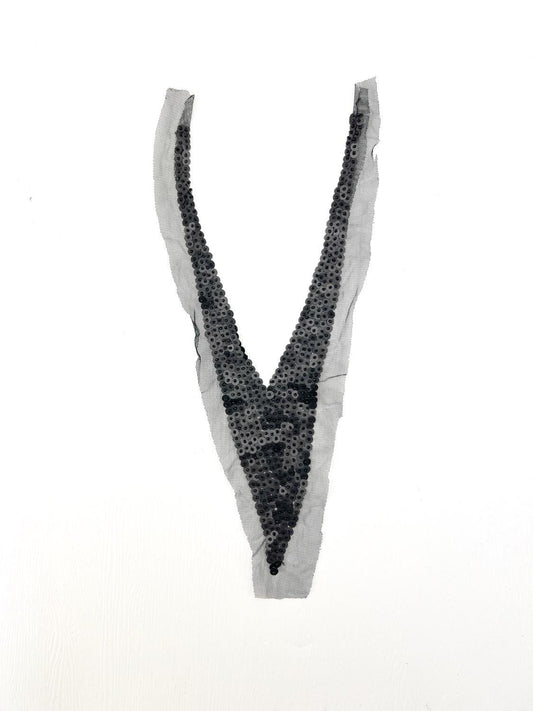 Black Sequined and Beaded Applique