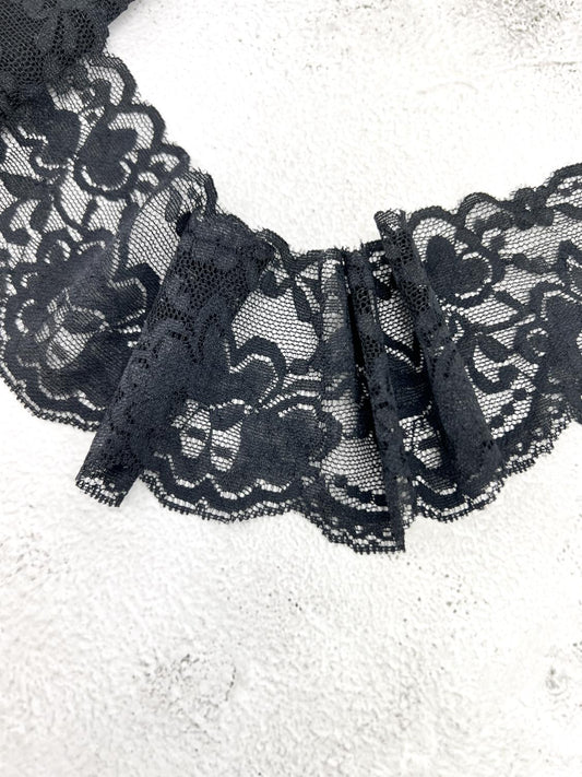 Black Stretch Lace Trim Remnant 3.5 yards