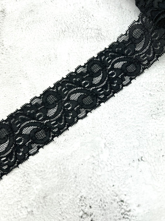 Black Stretch Lace Trim per 5 yards