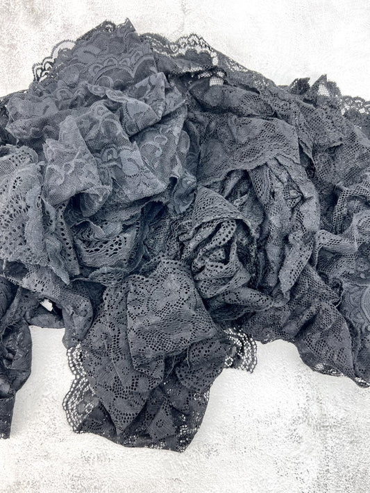 Black Wide Stretch Lace Trims Variety Trim Scrap Pack Scrap Bundle Pack 8 Pieces