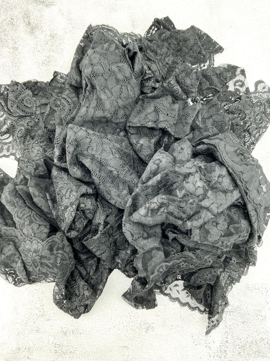 Black Wide Stretch Lace Trims Variety Trim Scrap Pack Scrap Bundle Pack II 8 Pieces