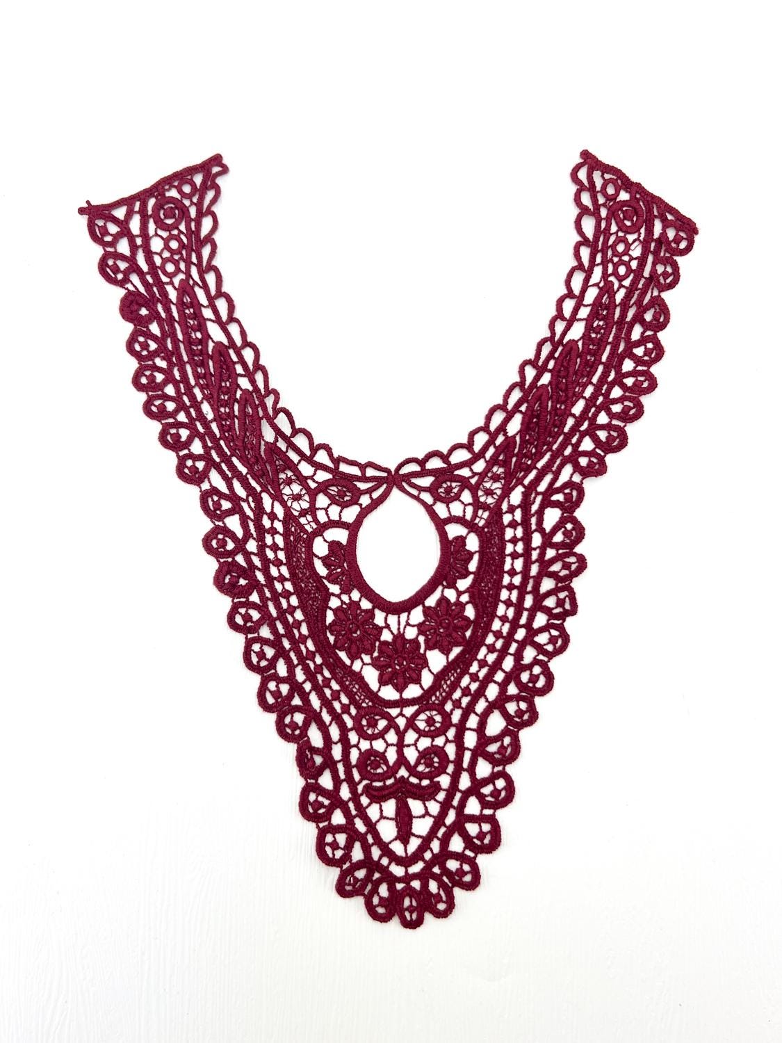 Maroon Floral Cotton Applique