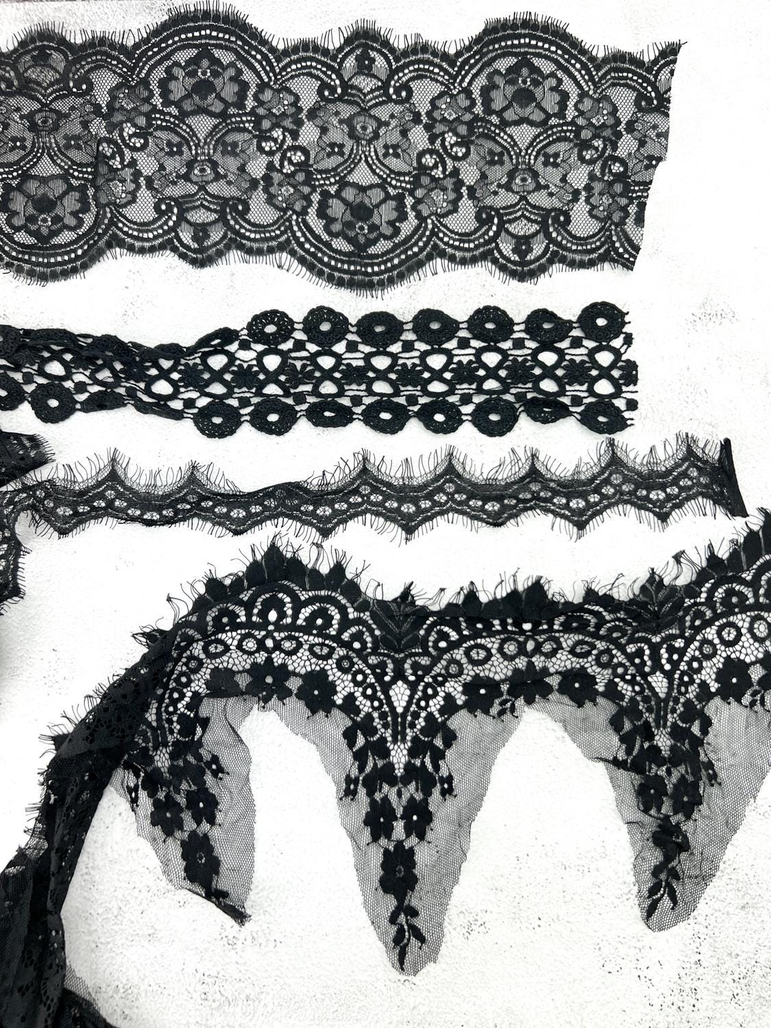 Black Lace Trims Variety Trim Scrap Pack Scrap Bundle Pack 6 pieces